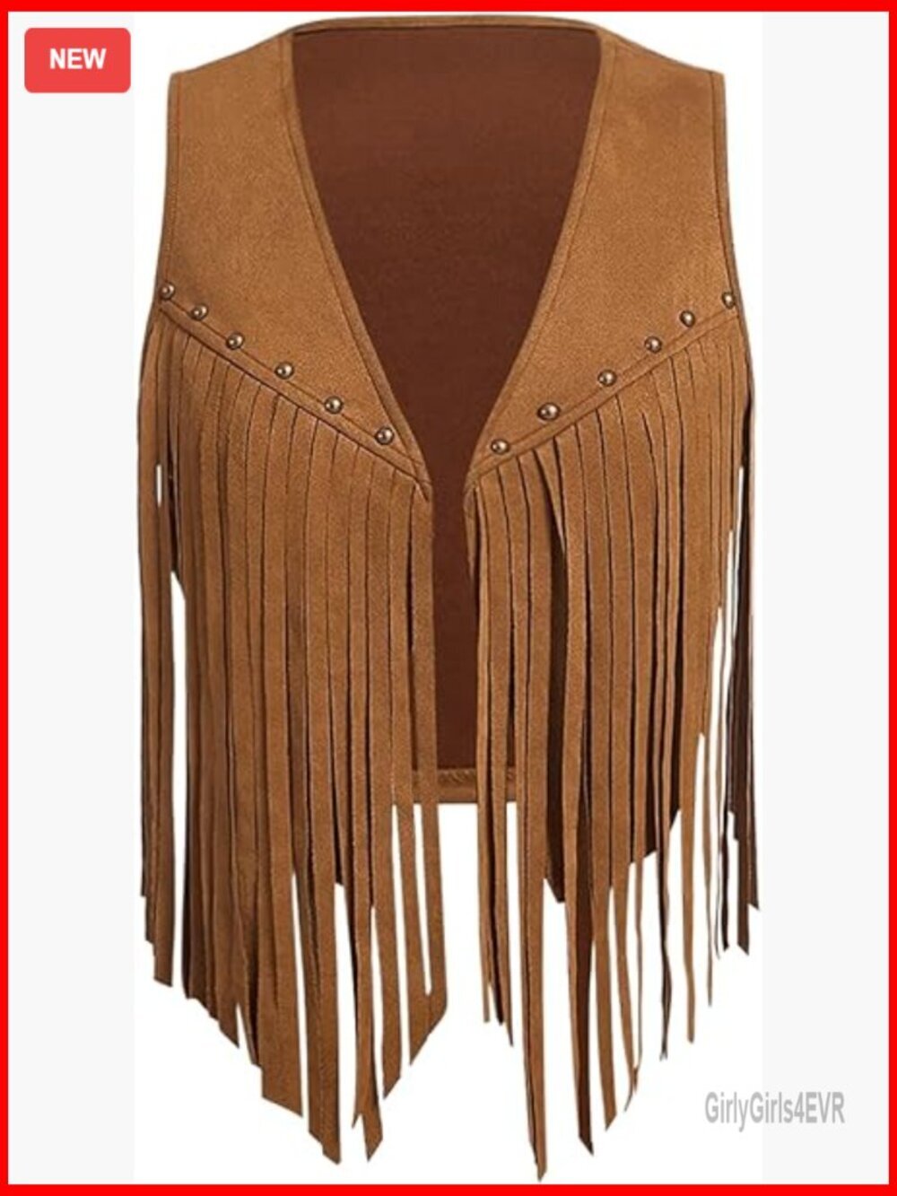 Faux Suede Fringe Vest Crop Jacket 70s Hippie Tassel Cardigan Size L